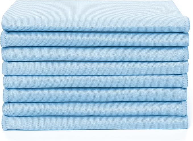 Zflow Microfiber Glass Cleaning Cloths - 8 Pack (16 x 16) - Streak Free - Lint Free - Quickly Clean Windows, Windshields, Mirrors, and Stainless Steel