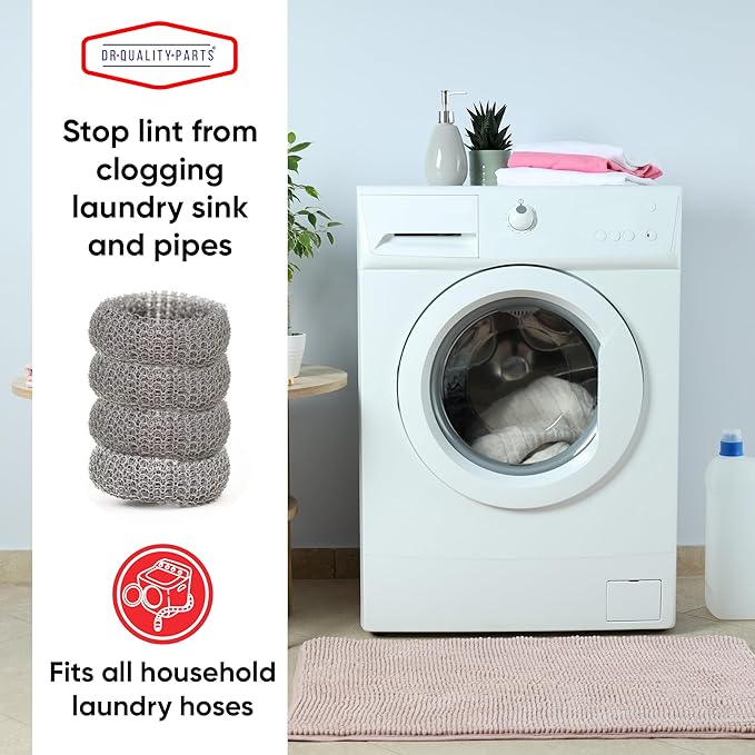 DR Quality Parts Washing Machine Lint Trap – Stainless Steel Hose Filter, Mesh Drain Catcher, Washer Sock Lint Remover, Rust-Free Snare Laundry Filter with Nylon Cable Ties, 29cmx6.5cm – 40-Pack