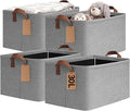 CHICVITA 4 Pack Large Storage Baskets for Shelves, Foldable Storage Bins for Clothes Towels Organization, Toy Organizer Bins for Nursery, Living Room, 16.8" x 11" x 9.8", Gray