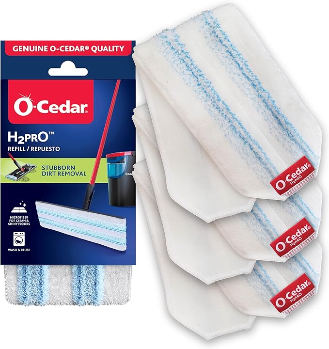 O-Cedar Genuine H2prO Mop Pads (Pack of 3) | Machine Washable | Reusable | Microfiber Mop Head Replacements