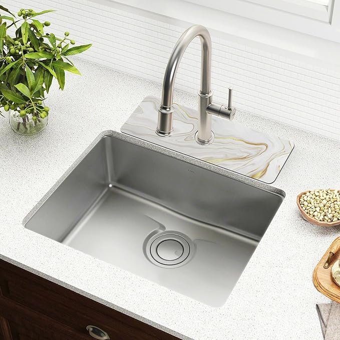 Kitchen Sink Splash Guard Sink Faucet Mat Faucet Handle Drip Catcher Drain Mats for Kitchen Bathroom Countertop Absorbent Dish Drying Mat Pad 2pack 30x5.4Inch White Marble Texture