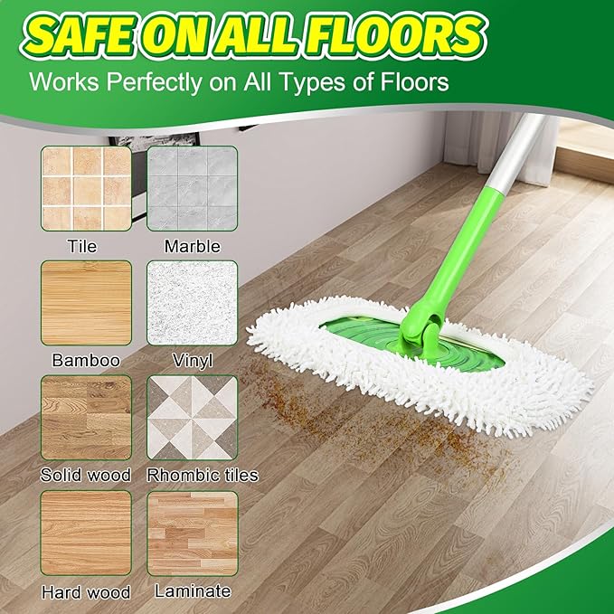 4 Pack Reusable Microfiber Mop Pads Compatible with Swiffer Sweeper - Dry Sweeping Cloths & Wet Pad Refills for Wet & Dry, Washable Pads Refills for Household Cleaning (Mop is not Included)