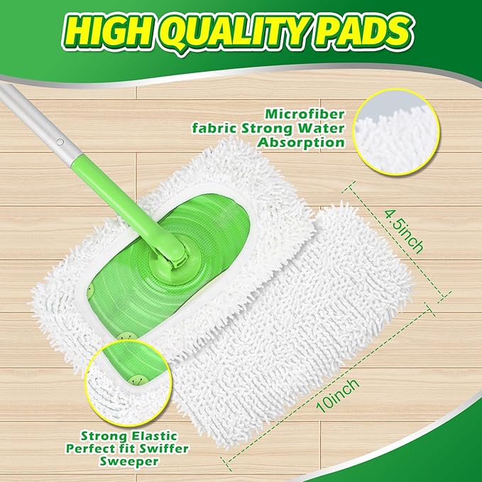 Reusable Dry Sweeping Cloths Microfiber Mop Pads Compatible with Swiffer Sweeper- 6 Pack Wet Mopping Cloths - Washable Wet Pads Refill for Mopping Floors (Mop is not Included)