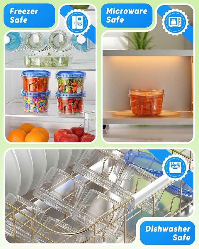 12 Pack-17oz Freezer Storage Containers, Plastic Food Storage Containers with Twist Top Lids, BPA Free and Reusable Soup Containers with Lid, Microwave and Dishwasher Safe