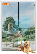 MAGZO Magnetic Screen Door Fit Door Size 50 x 80 Inch, Screen Size 52" x 81" Strong Magnet French Style Mesh, Heavy Duty Fiberglass Mesh with Hook & Loop for Sliding Entrance, Gray