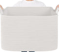 Goodpick 105L Extra Large Blanket Basket 25" x 16" x 16" Cotton Rope Storage Bins for Dirty Clothes, Rectangle Woven Baskets for Living Room Home Decor, Toy Baskets Storage Kids, White