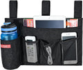 Zafit Linen Bedside Caddy, Bedside Storage Organizer for Hospital Beds, College Dorm Rooms or Baby Bed (5 Pockets-Black)