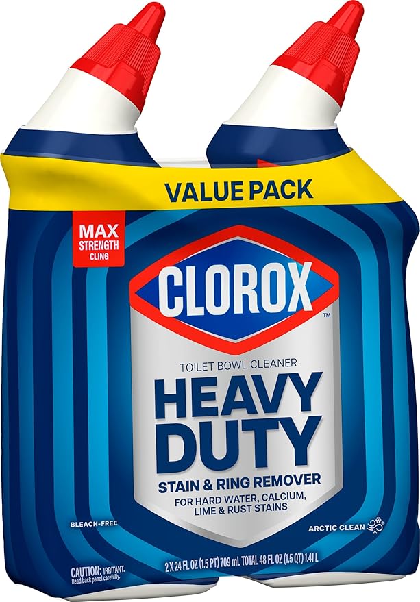 Clorox Toilet Bowl Cleaner Heavy Duty Stain and Ring Remover, Arctic Clean, 24 Fl Oz., Pack of 2