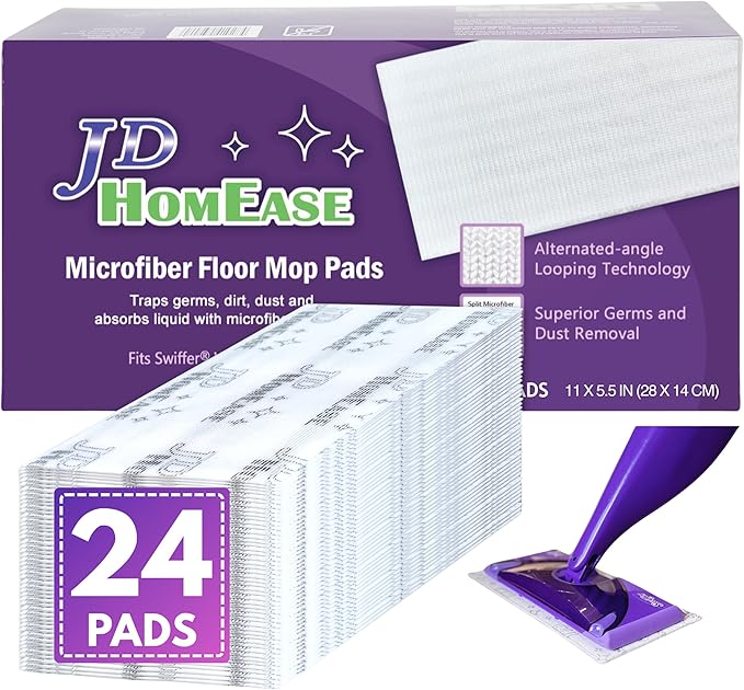 Premium Microfiber Replacement Pads for Swiffer WetJet - Super Absorbent, Lint-Free, Durable-11 x5.5, Swiffer WetJet Mop - Safe on Hardwood, Tile, Vinyl - 24 Pack