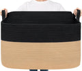 Goodpick Large Woven Blanket Basket 23.6" x 15.7" x 13.8" Cotton Rope Storage Organizer for Dirty Clothes Pillows, Wicker Storage Basket for Living Room Bedroom, Black & Jute
