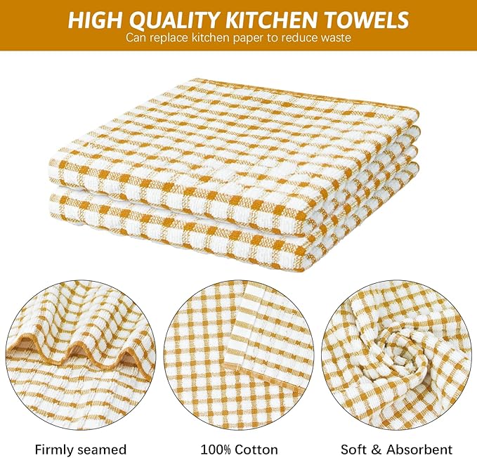 Nialnant 8 Pcs Kitchen Dish Rags,100% Cotton Kitchen Towels Soft Absorbent Quick Drying Dish Cloths for Washing Dishes,Cleaning rags-11 x 11In Orange