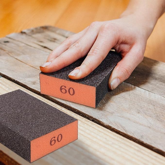 Romeda 8-Pack Sandpaper Block, 60 Grits Washable and Reusable Handmade Sanding Sponge, Drywall Sandpaper Blocks for Wooden Drywall Sheetrock and Metal Glazing