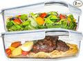 2Pack 9.8 Cups/ 78 Oz Large Glass Food Storage Containers with Lids, Glass Meal Prep Containers with Airtight Lids - BPA Free, Leakproof, Ideal for Food Storing/Serving, Microwave/Oven Safe