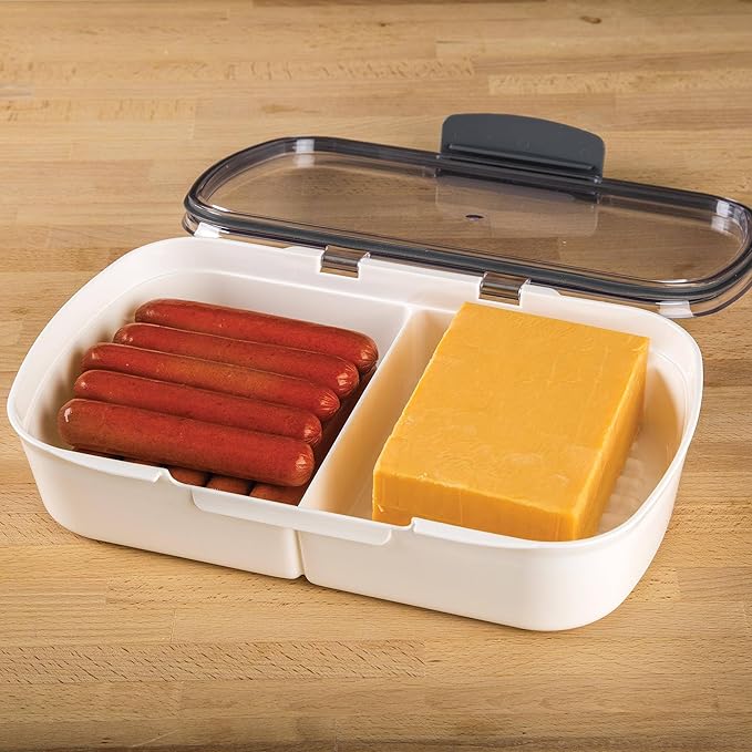 ProKeeper Split Deli Food Storage Container with Air-Tight Silicone Seal and Dry Erase Compatible Lid, 11.75
