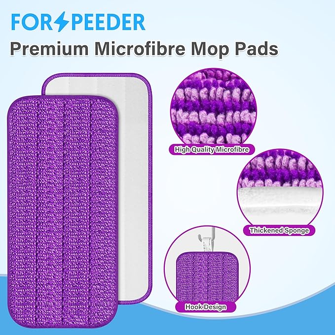 Reusable Mop Pads for Swiffer WetJet, Wet Pads Refills for 12'' Spray Mop, Microfiber Refill Machine Washable Up to 100+ Floor Cleaning for All Kinds of Floor Types, 7 Pack