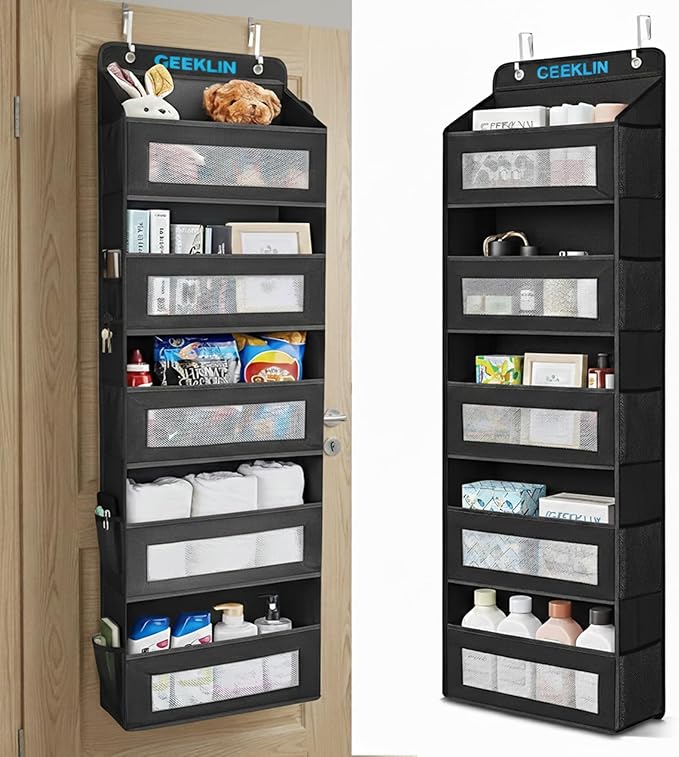 Wall & Door Hanging Organizer with Mesh Pockets – Over The Door Storage Organizer for Bedroom, Bathroom, Closet & Pantry, Space Saving Fabric Pocket Organizer
