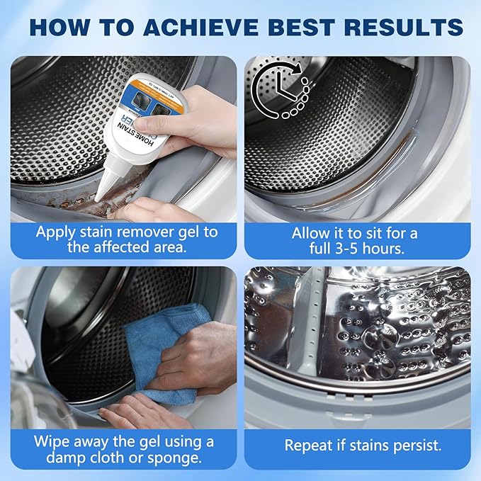 Home Stain Cleaner Gel, Washing Machine Cleaner with Brush, Home RemoverGel for Washing Machine, Refrigerator Strips, Deep Cleaning Gel for Tiles, Kitchen Sinks, Walls, Bathrooms (100 ML)