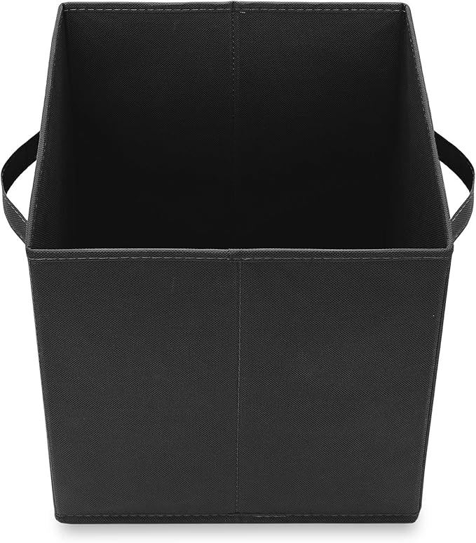 Casafield Set of 6 Collapsible Fabric Cube Storage Bins, Black - 11" Foldable Cloth Baskets for Shelves, Cubby Organizers & More