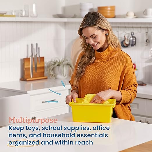 ECR4Kids Scoop Front Storage Bins, Multipurpose Organization, Assorted, 10-Piece