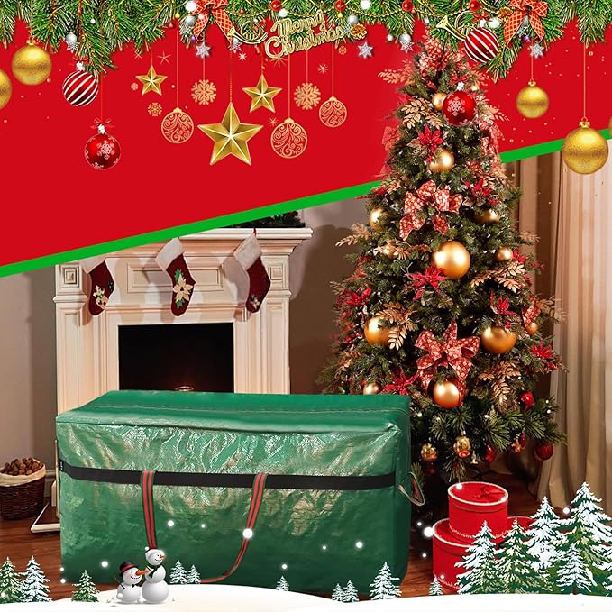 Christmas Tree Storage Bag -7FT/6FT Small Waterproof Tearproof with 4 Handles Easy to Transport/Organize Green 2 pack