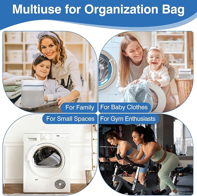 Honeycomb Mesh Laundry Bags for Delicates, 6Pcs Bra & Lingerie Wash Bags with Zipper, Mesh Washing Bags for Machine 12x16 Inch
