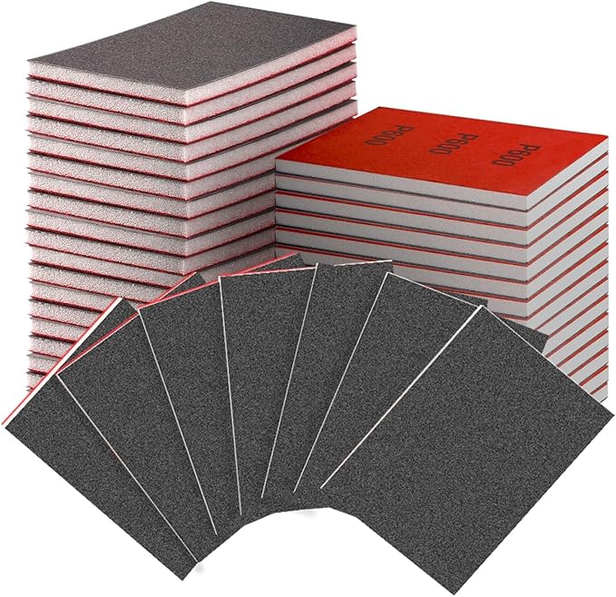 30-Pcs 3x4 Inch 600 Grit Sanding Sponge Set, Sanding Block, Ultra-Fine Wet/Dry Sandpaper for Wood, Metal, Drywall, Furniture Polishing (600Grit)