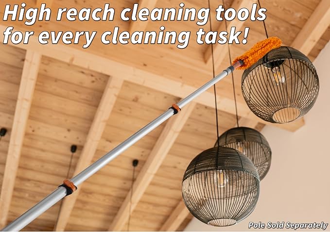 Extend-A-Reach Dusting Kit for Extension Pole or by Hand // Twist on Duster Cleaning Kit includes 3 attachments // Cobweb Brush // Feather Duster and Flexible Ceiling Fan Duster (Pole Sold Separately)