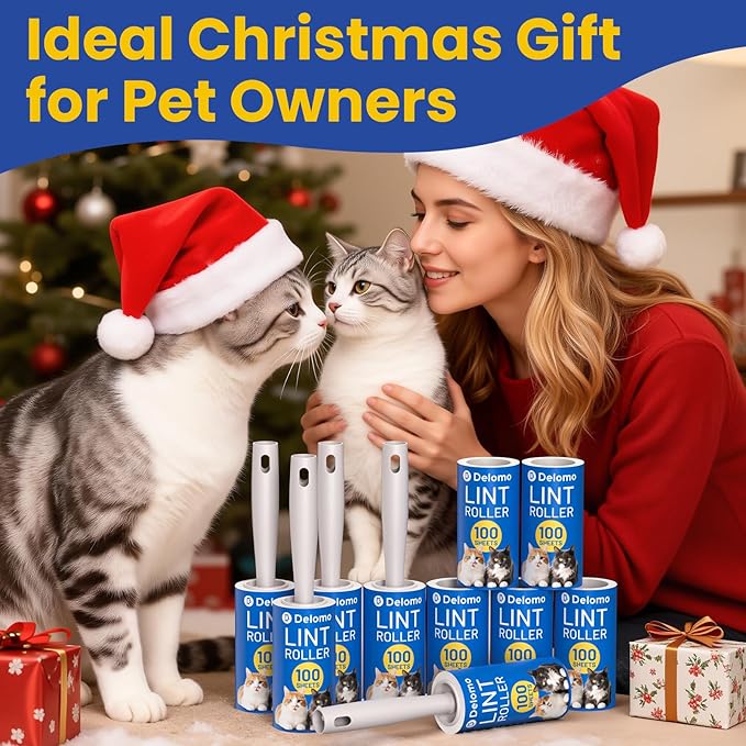 DELOMO Lint Roller 1,000 Sheets (5 Rollers + 5 Refills) - Lint Rollers for Pet Hair Extra Sticky, Mega Value Pet Hair Removal Tool for Clothes/Couch/Furniture/Car - Ideal Home Gift for Pet Owners