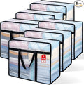 6 Pack Clear Blanket Storage Bags, Plastic Comforter Clothes Storage Bags Underded Moving Bags Closet Organizers and Storage Zippered Sturdy Handle for Bedding, Clothes, Linen, Toys, Quilt, Duvet 40L