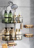 Shower Caddy Hanging with 3 Soap Holder - Over the Shower Head Caddy for Bathroom Organization(for Bathroom Organization, 24 Side Hooks, 3 Razor Holder