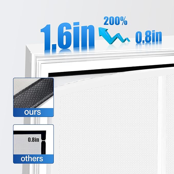 Magnetic Screen Door Upgraded PET Mesh Stronger Than Fiberglass and Polyester,Hands Free,Keeps Bugs Out,Pet & Kid Friendly,Suitable for Sliding Door,Large Patio Door and French Door-60''x80''