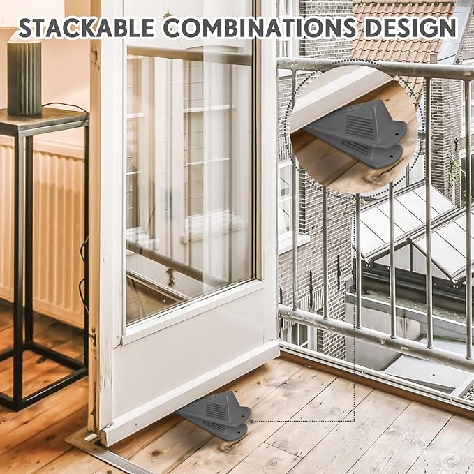 Frienda 8 Pcs Jumbo Door Stoppers Heavy Duty Door Stopper Tall up to 2inch Tall Wedge TPR Large Wedge Stackable Big Rubber Doorstop for Hotel Carpet Hardwood Concrete and Tile (Gray)