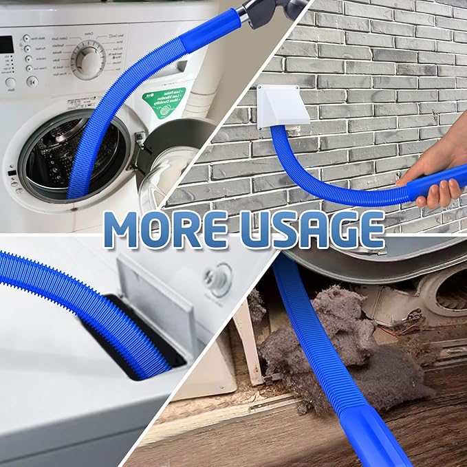 2 Pieces Dryer Vent Cleaner Kit Compatible with Most Vacuum Cleaner, Dryer Lint Brush and Vacuum Hose Attachment, Quickly Lint Remover, Deep Blue
