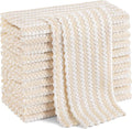 Homaxy 12 Pack Kitchen Dish Cloths, Ultra Soft and Absorbent Dish Towels, Reusable Fast Drying Microfiber Cleaning Cloth, Coral Velvet Wave Design No-lint, 10 x 10 inches, Beige