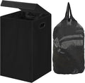 Simple Houseware Foldable Laundry Hamper Basket with Lid and Removable Bag, Black