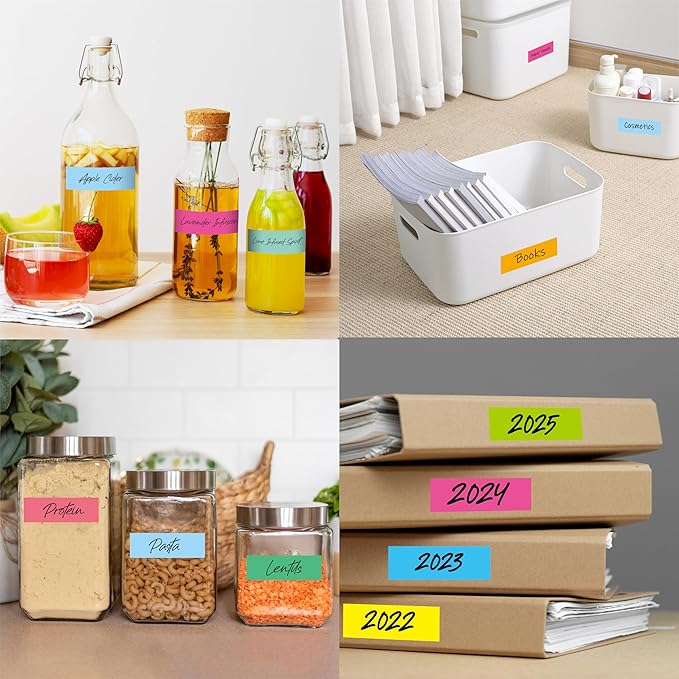 512 Color Coding Labels, 16 Colors Blank Stickers Mini Rectangular Labels 3 x 1”, Colored Assorted Sticker for Marking Projects, Boxes, Jars, Storage Containers, Files