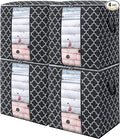 WISELIFE Storage Bags 4 Pack/100L Large Blanket Clothes Organization and Storage Containers for Comforters,Bedding, Foldable Organizer with Reinforced Handle, Clear Window, Sturdy Zippers,Black