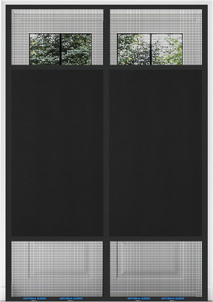 Magnetic Screen Door 36"x82" Blackout – Privacy Protection, Powerful Magnets, Heavy Duty Thicker 265g/㎡ Mesh, Easy Install, Self-Sealing, Pet Tested, Tie Backs, Screen Door Mesh