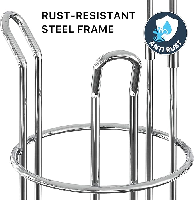 Simple Houseware Bathroom Toilet Tissue Paper Roll Storage Holder Stand, Chrome