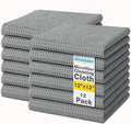 Waffle Weave Microfiber Cloths - 12 x 12 inches - Lint Free Cloth, Streak-Free Absorbent Microfiber Glasses Cleaning Cloth, Screens, Dusting & Appliances - 12 Pack Premium Cloth Wipes