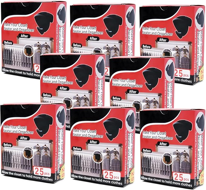 Hanger Extender Hooks - Hangers Space Saving -Space Hooks Hangers as seen on tv (Black, 200 Pack)