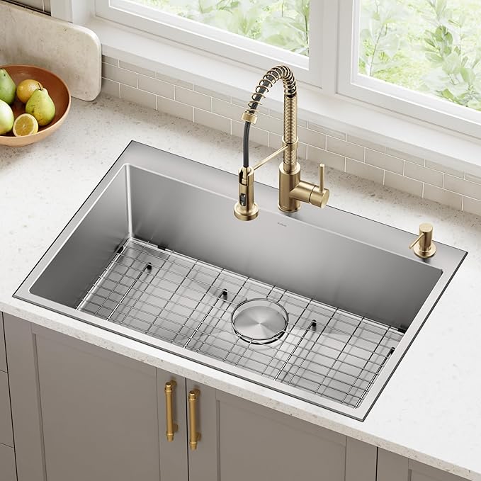 KRAUS Kitchen Soap and Lotion Dispenser in Spot-Free Brushed Brass, KSD-43SFBB