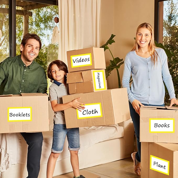 6 x 4 inch Large Moving Labels for Boxes, Blank Moving Boxes Labels Stickers, 160pcs 8 Color Coded Moving Stickers Packing Labels Stickers for Home Organization Projects, Kitchen, Storage Bins, Yellow