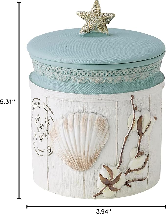 Avanti Linens - Covered Jar, Countertop Organizer, Farmhouse Chic Home Decor (Farmhouse Shell Collection)