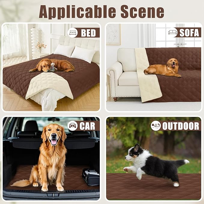 Smiry Waterproof Dog Bed Cover Blanket 40x50, Soft Reversible Pet Blanket, Washable Leakproof Cats Dogs Couch Cover for Sofa, Couch, Furniture, Lattice, Brown/Beige