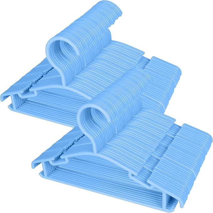GoodtoU Blue Baby Hangers, 100Pack Kids Hanger for Closet 10.2 Inch Plastic Children Hangers for Boy or Girl's Clothing