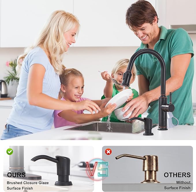 GAGALIFE Built in Counter Soap Dispenser for Kitchen Sink and Extension Tube Kit, Anti-Leakage Upgrade with 40" Tube No More Top Refill, Oil-Rubbed Bronze