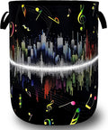 Colorful Music Notes Laundry Basket Music Laundry Hamper Foldable Oxford Cloth Funny Tote Bag Clothes Toy Storage Bucket For Bathroom/Laundry Storage/Bedroom 18.9 x 16.5 Inch