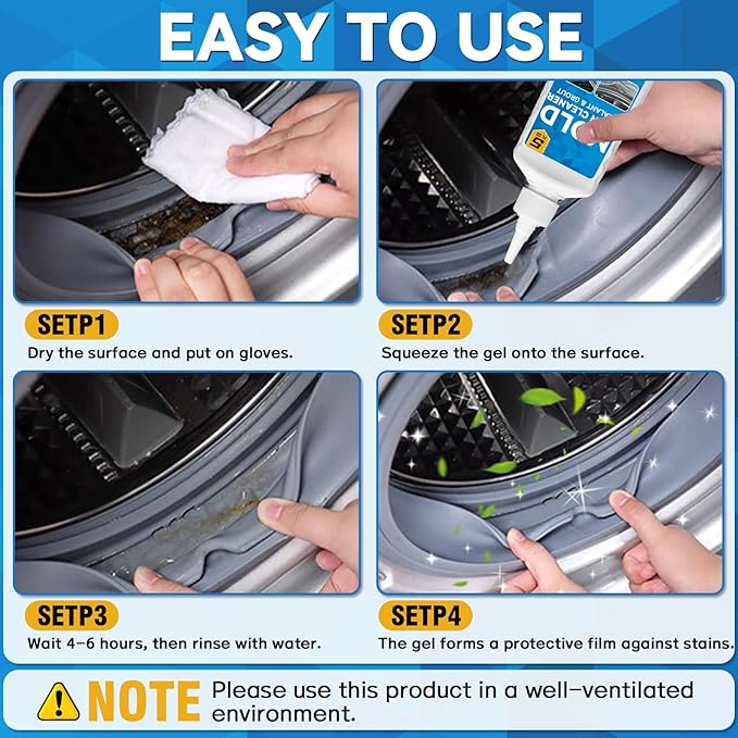 HomeMold Stain Remover Gel, Effective Washing Machine Cleaner for Front Load Washer, All-Purpose Cleaning Gel for Penetrating for Bathroom, Shower and Bathtub Tile Grout (5 Floz)