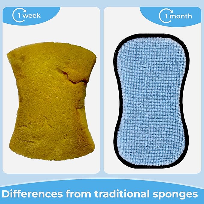 GRANNY SAYS Sponges Kitchen for Washing, Dish Washing Scrubbers, Scrubbing Pad for Cleaning, Scrub Sponge for Kitchen Non - Scratch, Scouring Pad for Pots and Pans, Washable & Microfiber Pad, 12 Pack